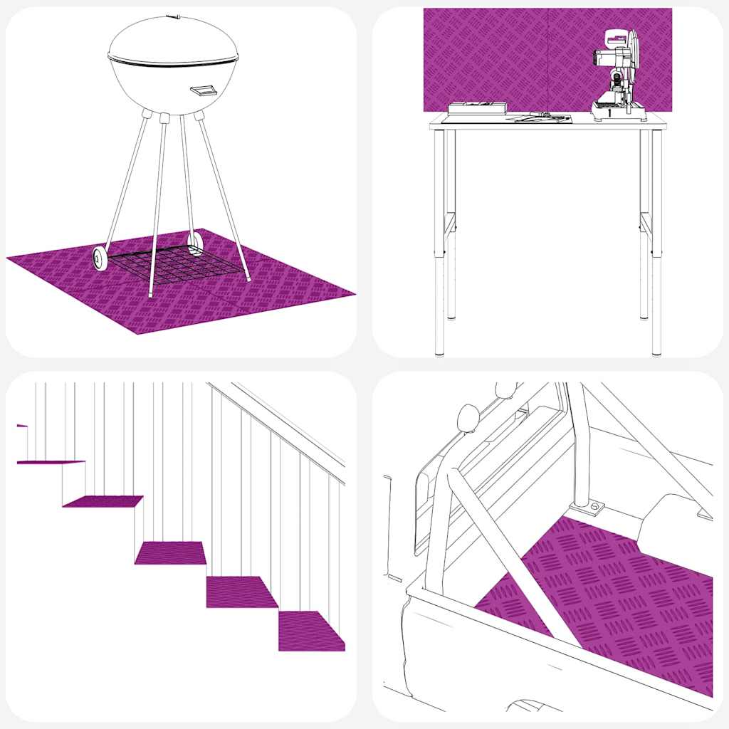 Gradini per Scale 4 pz 70 x 50 cm Argento Alluminio