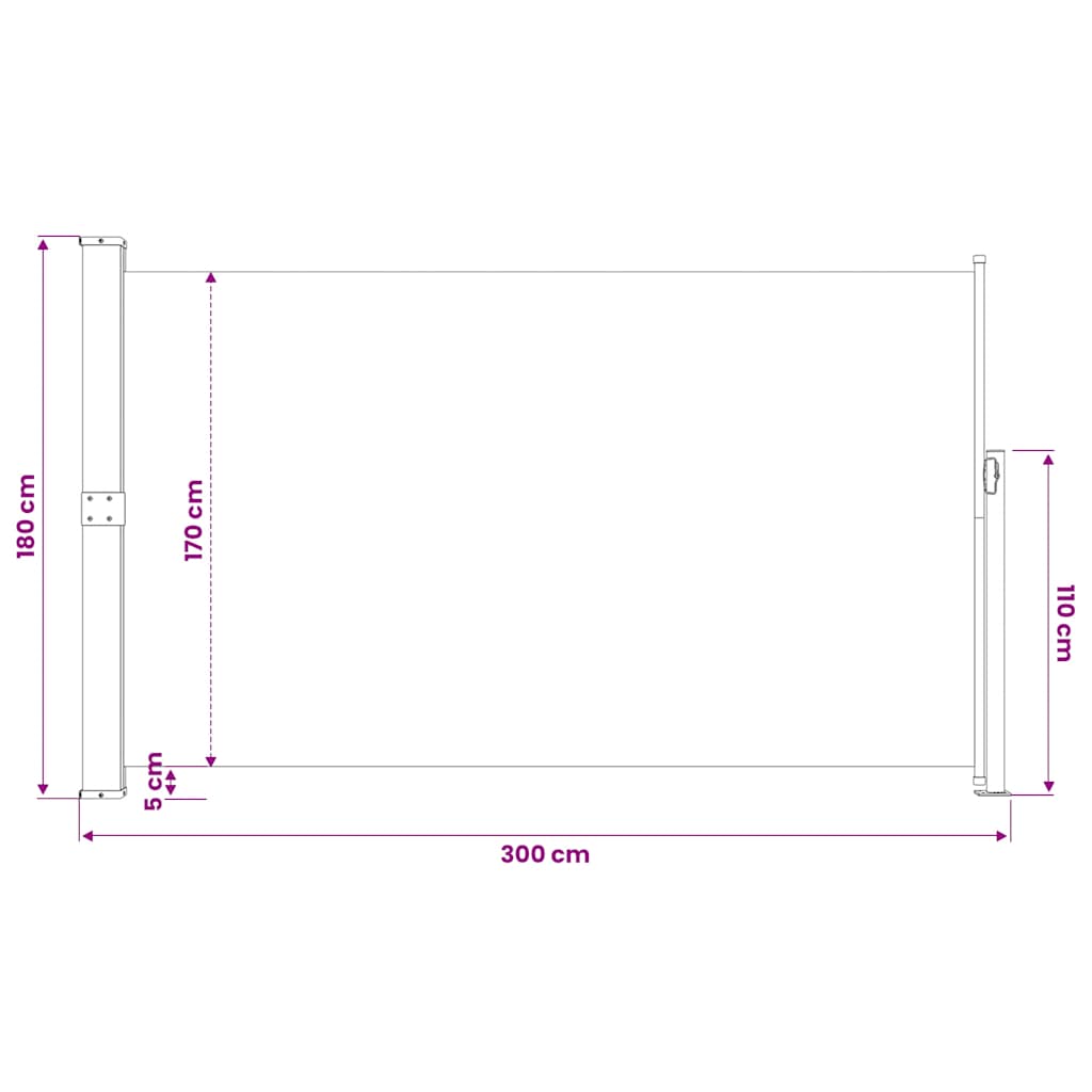 Tendalino Laterale per Patio Terrazzo 180 x 300 cm Rosso