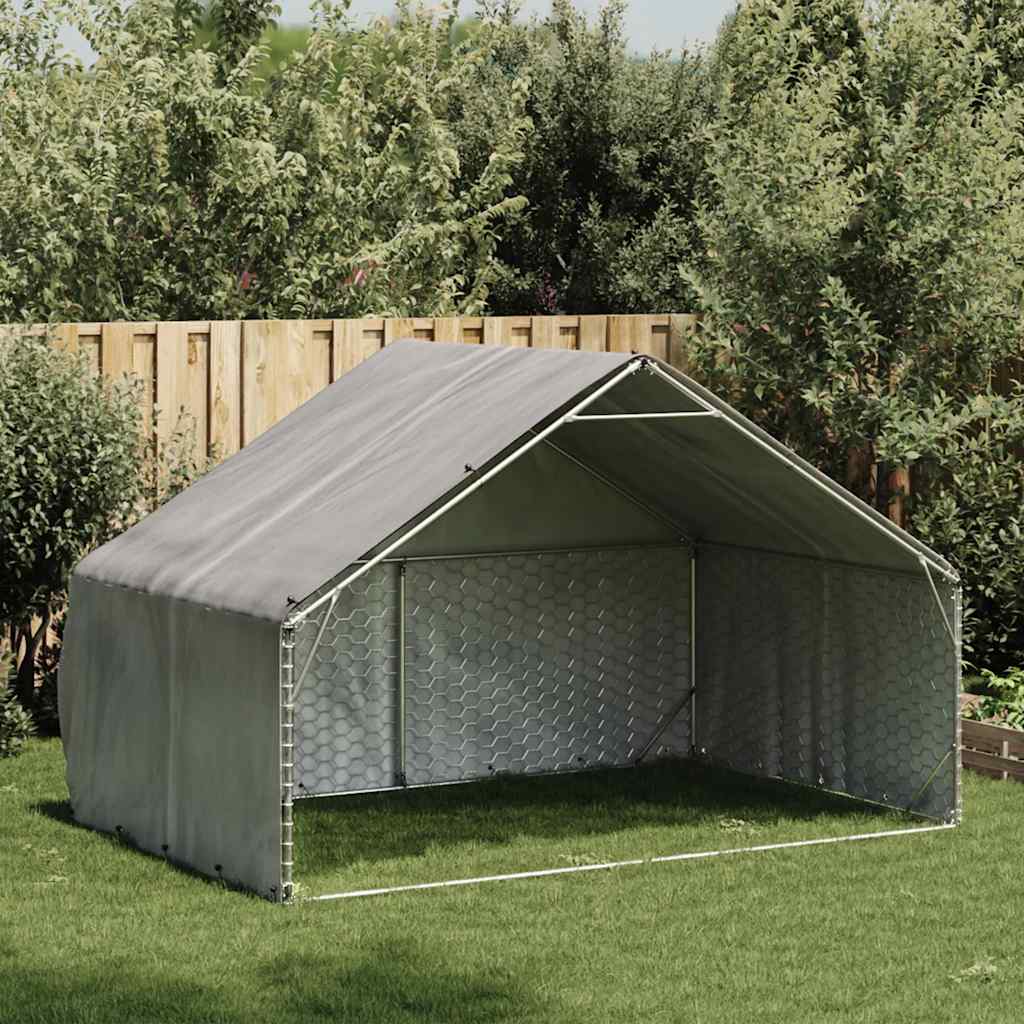 Cuccia per cani da esterno con copertura 3x2x1,9 m in acciaio zincato