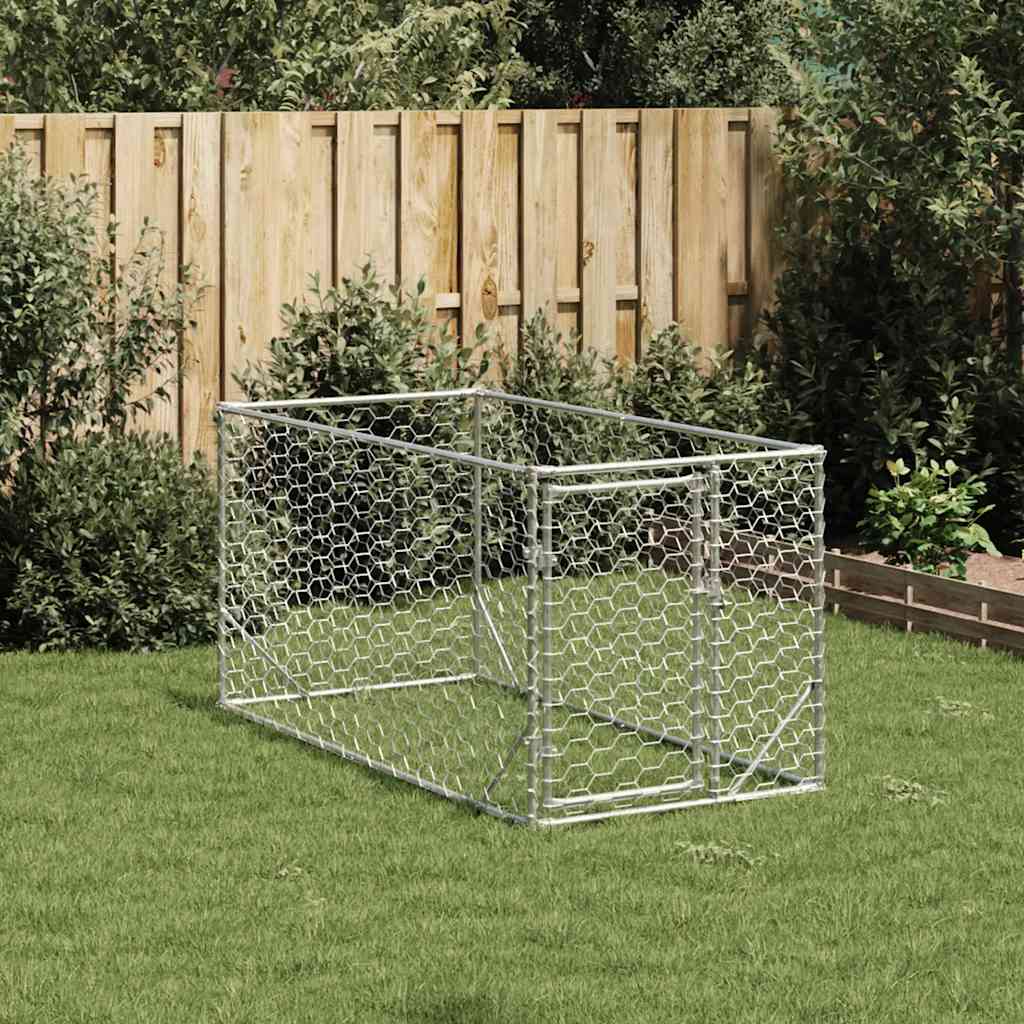 Cuccia per cani da esterno con porta 2x1x1 m in acciaio zincato