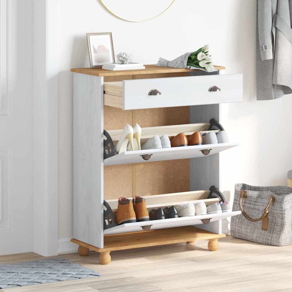 Mobile per scarpe ASKIM Bianco 85 x 35 x 108 cm Pino massello