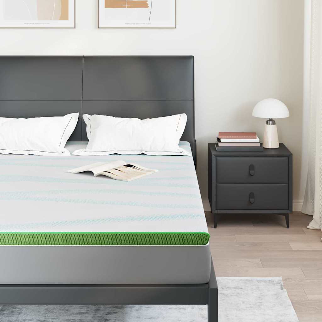 Topper per materasso Bianco e Verde 140 x 190 cm