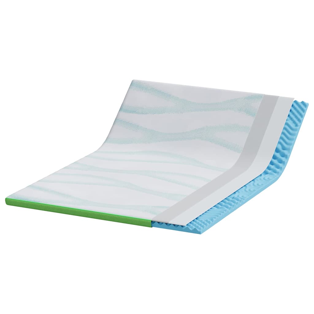 Topper per materasso Bianco e Verde 140 x 190 cm