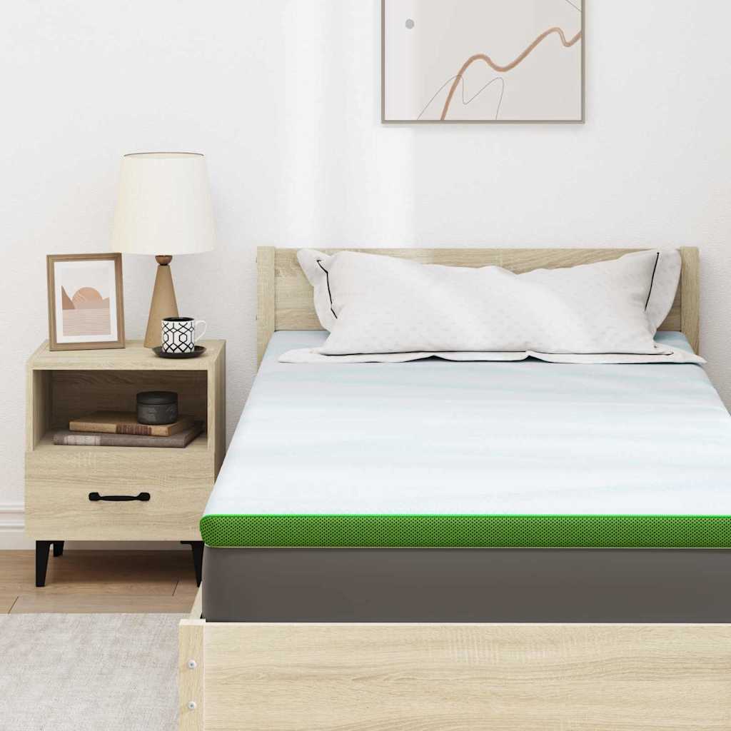 Topper per materasso Bianco e Verde 90 x 200 cm