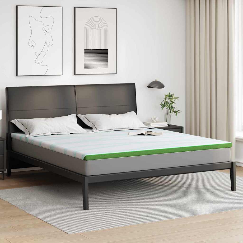 Topper per materasso Bianco e Verde 180 x 200 cm
