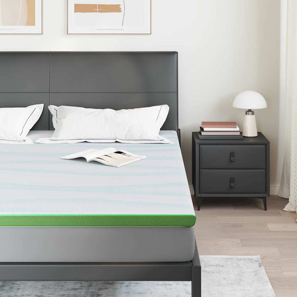 Topper per materasso Bianco e Verde 200 x 200 cm