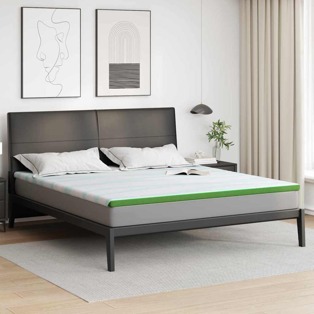 Topper per materasso Bianco e Verde 180 x 200 cm