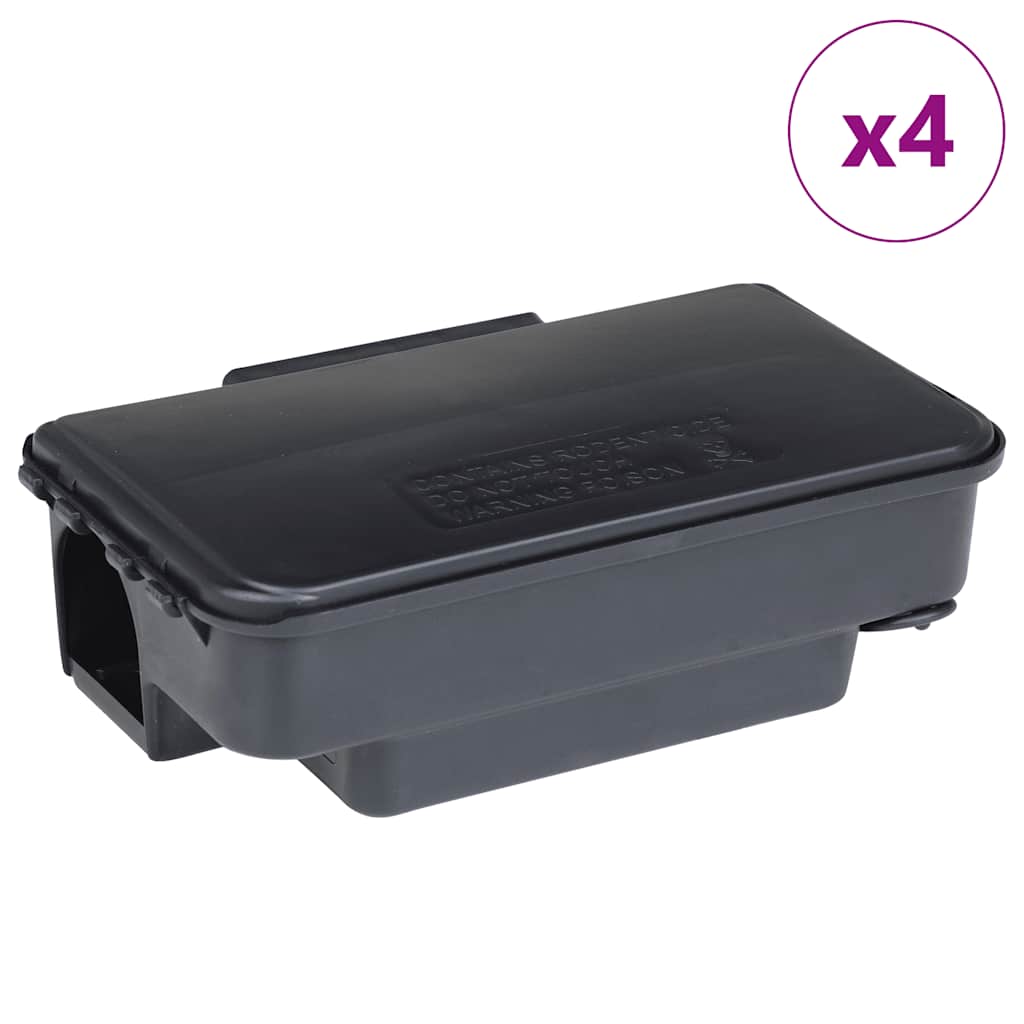 Trappole per Topi 4 pz Nere 22x12,5x7,5 cm