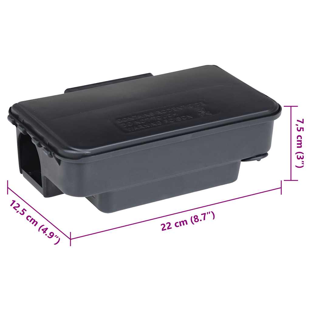 Trappole per Topi 12 pz Nere 22x12,5x7,5 cm