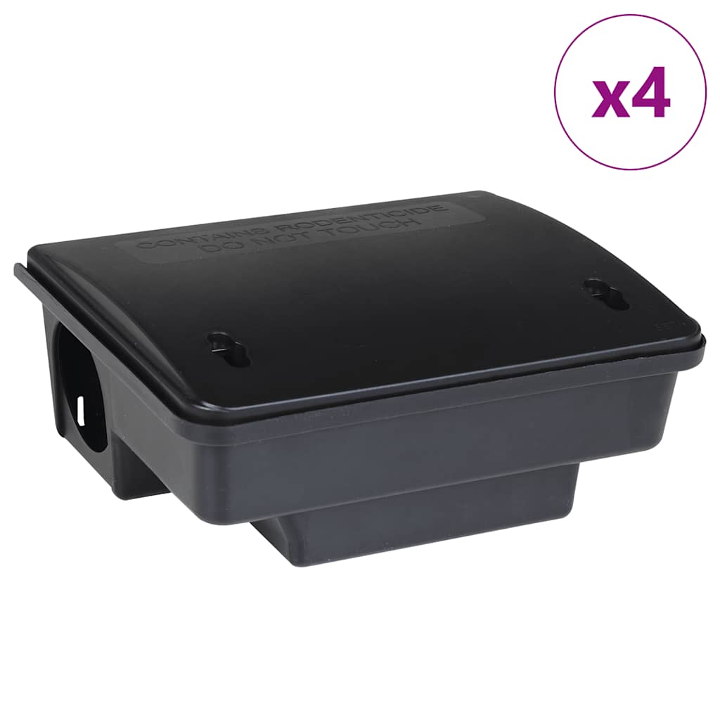 Trappole per Topi 4 pz Nere 23x19x9,5 cm