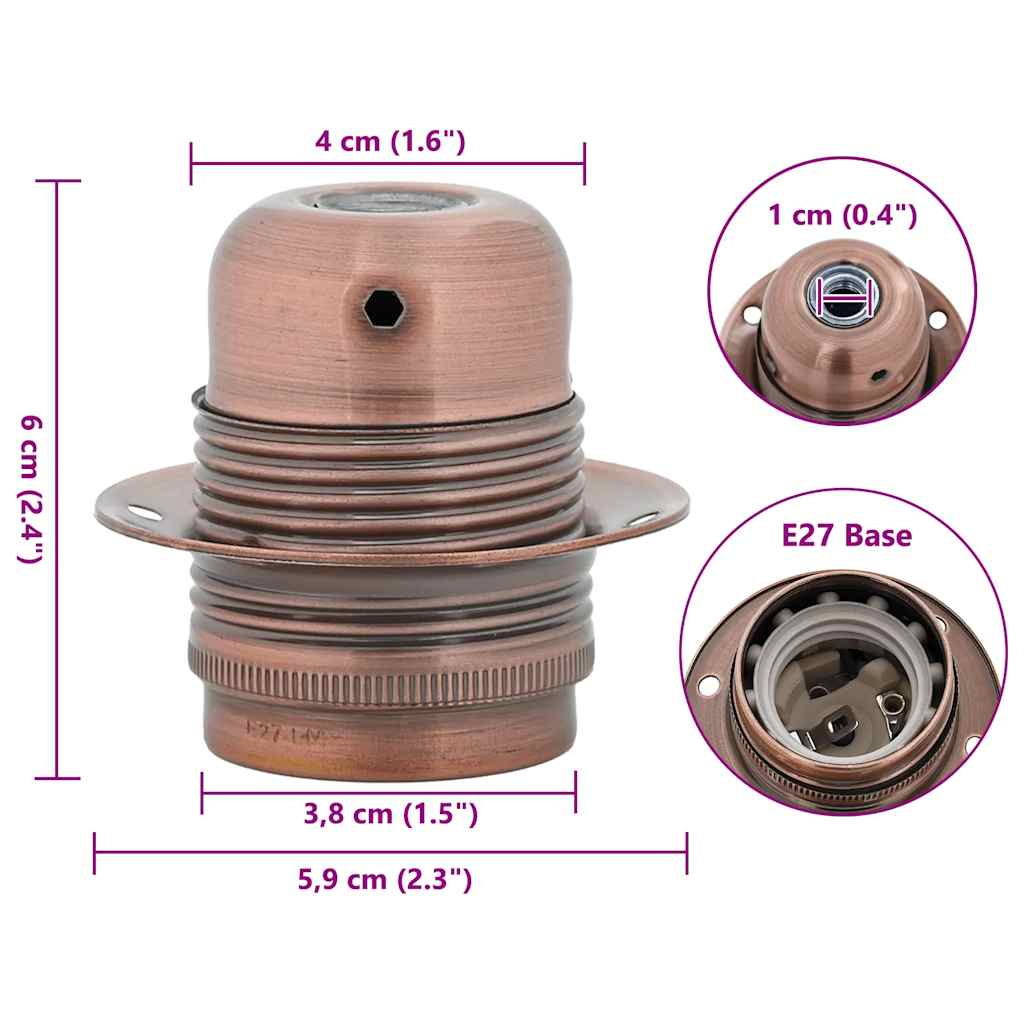 Portalampade 2 pz Rosso Bronzo E27