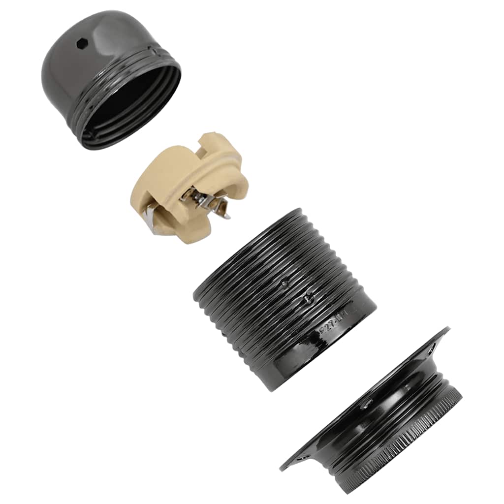 Portalampade 2 pz Nero Lucido E27