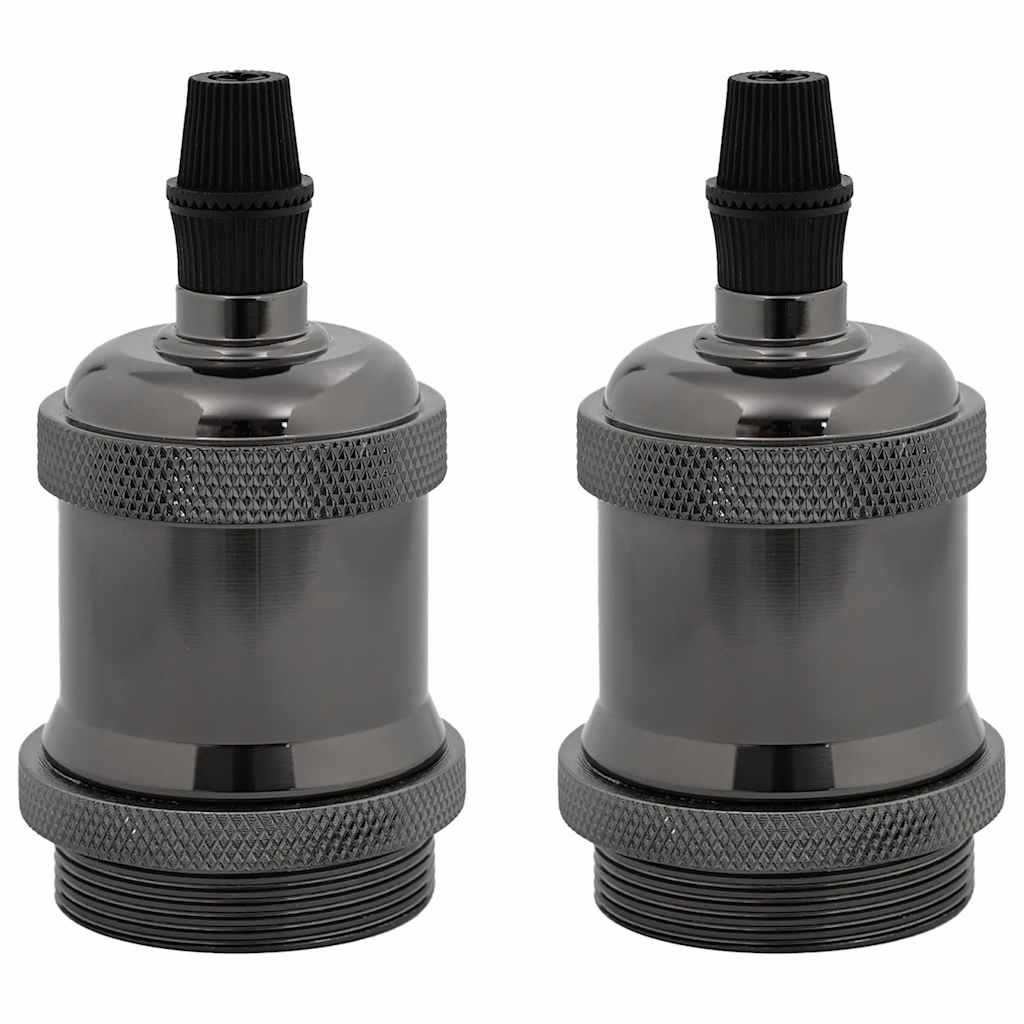 Portalampade 2 pz Nero Lucido E27