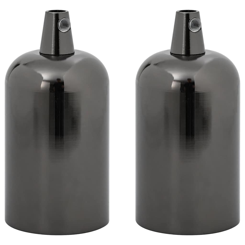 Portalampade 2 pz Nero Lucido E27