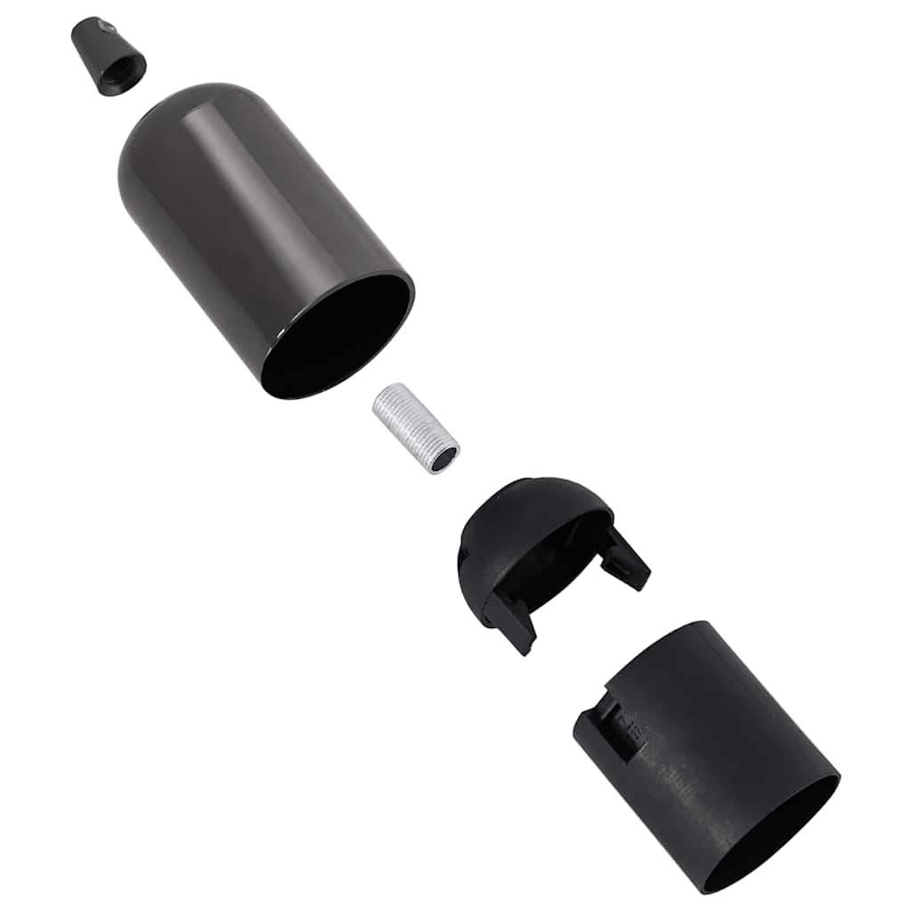 Portalampade 2 pz Nero Lucido E27