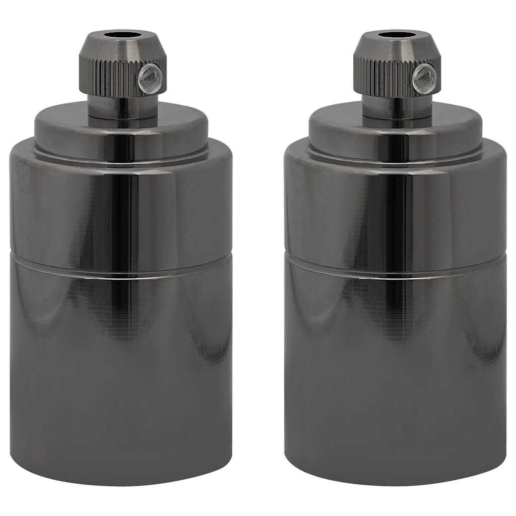 Portalampade 2 pz Nero Lucido E27