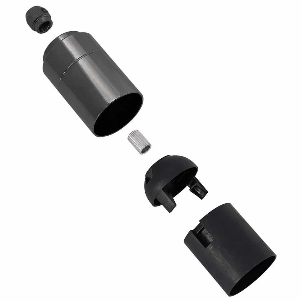 Portalampade 2 pz Nero Lucido E27