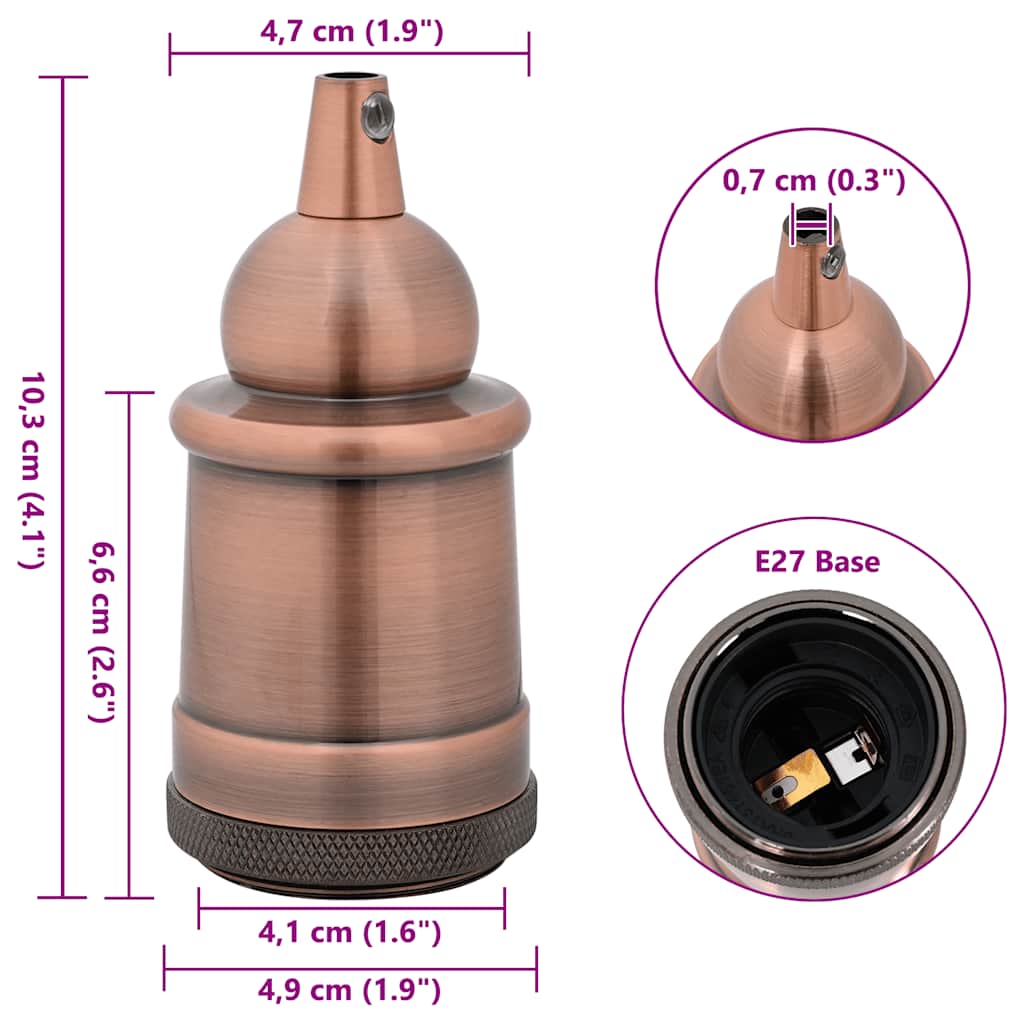 Portalampade 2 pz Rosso Bronzo E27
