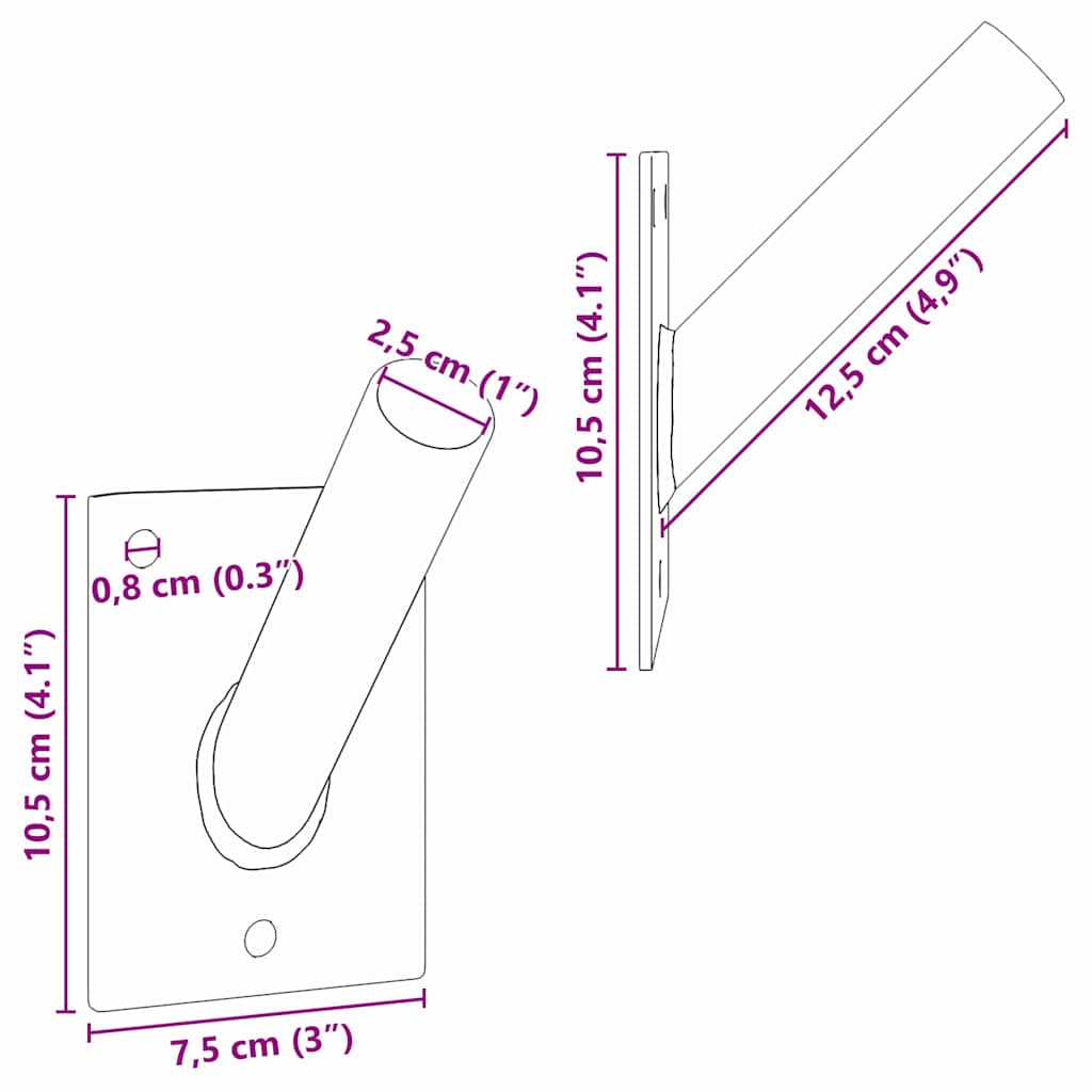 Supporto per Bandiera Nero 10,5 x 7,5 x 0,25 cm Acciaio