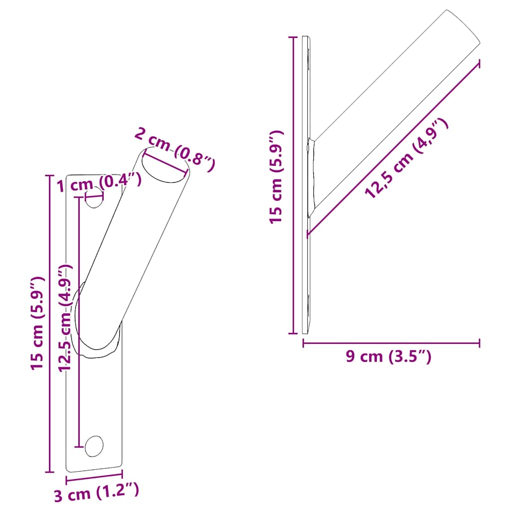 Supporto per Bandiera Nero 15 x 3 x 0,35 cm Acciaio