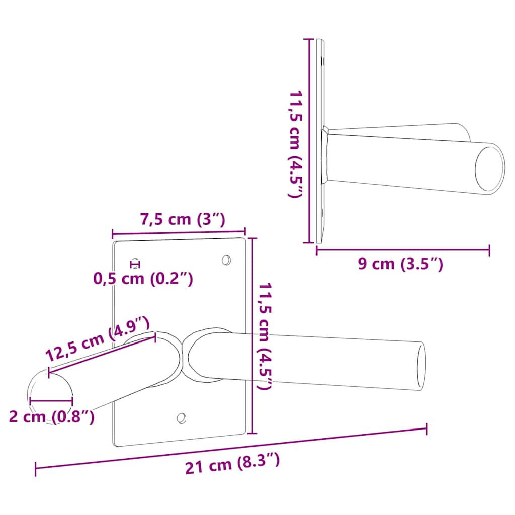 Supporto per Bandiera Nero 11,5 x 7,5 x 0,2 cm Acciaio