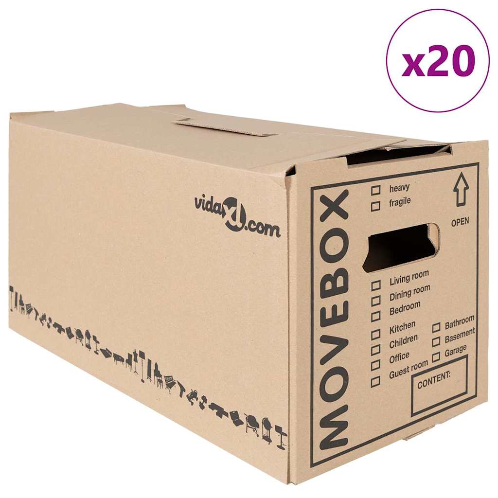 Scatola per Traslochi 20 pz Naturale 59 x 31,5 x 31,5 cm