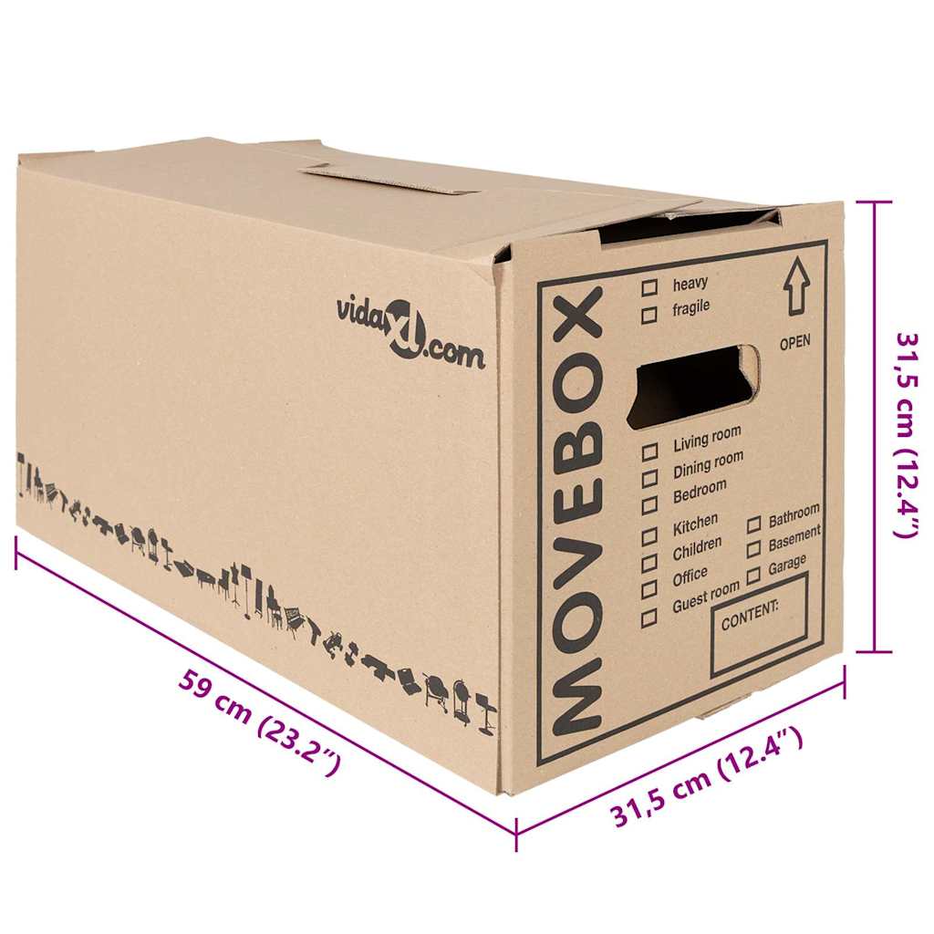 Scatola per Traslochi 20 pz Naturale 59 x 31,5 x 31,5 cm