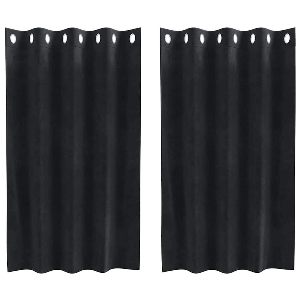 Tende 2 pz Nero 140 x 140 cm Velluto