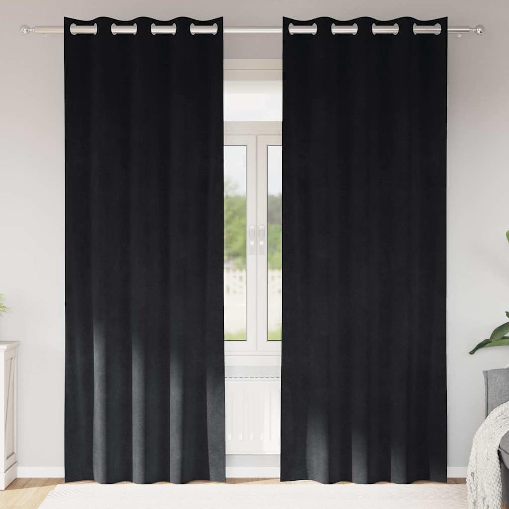 Tende 2 pz Nero 140 x 245 cm Velluto