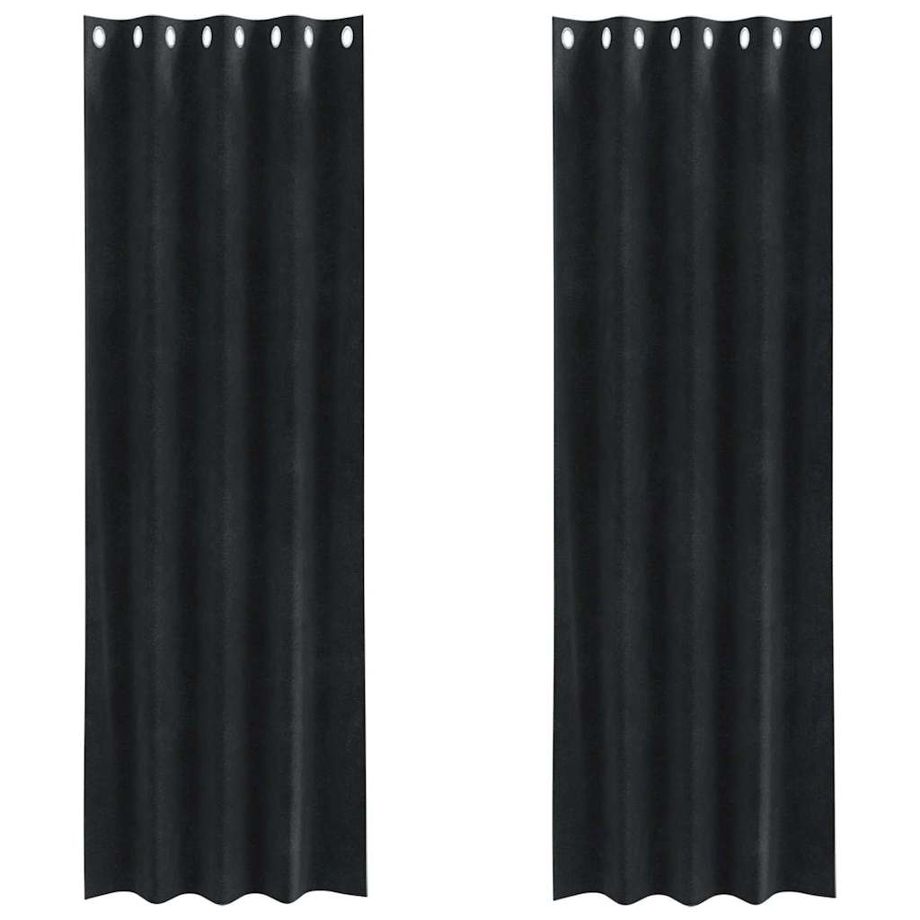 Tende 2 pz Nero 140 x 245 cm Velluto