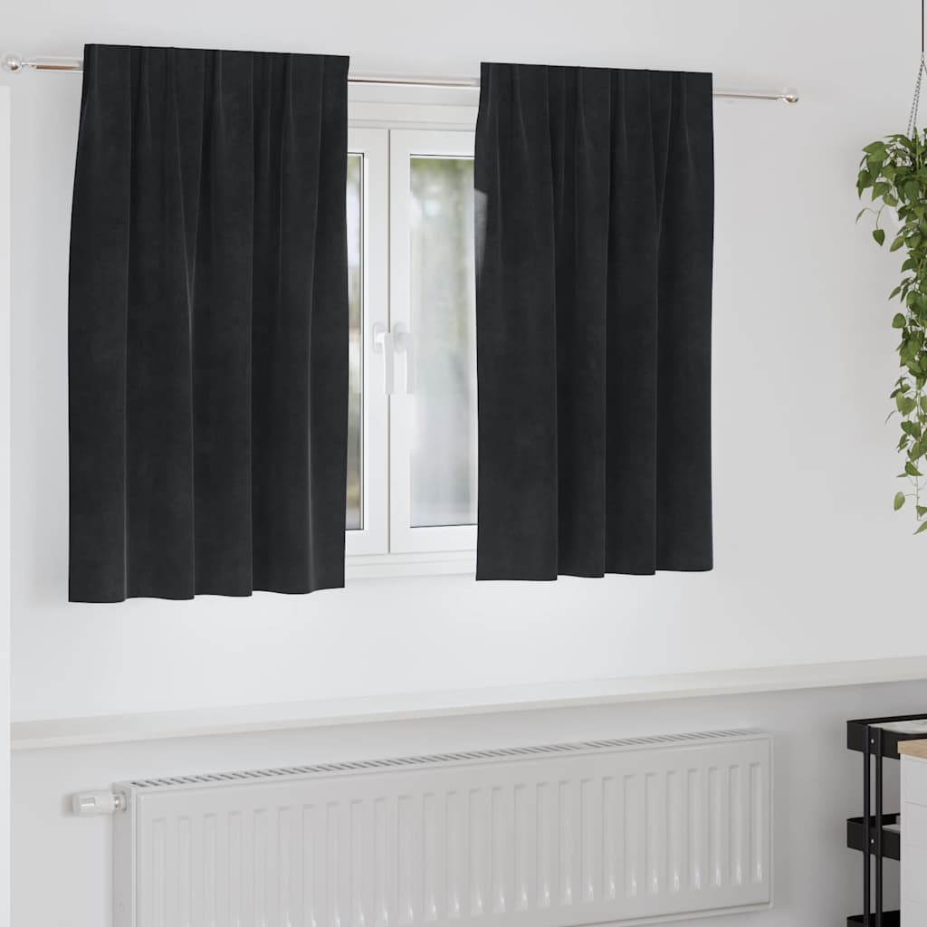 Tende 2 pz Nero 140 x 140 cm Velluto