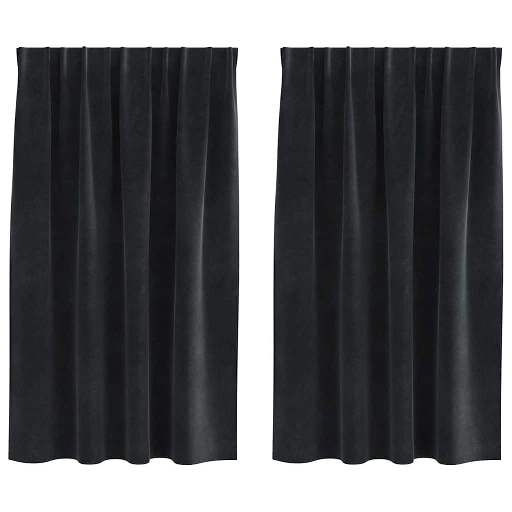 Tende 2 pz Nero 140 x 140 cm Velluto