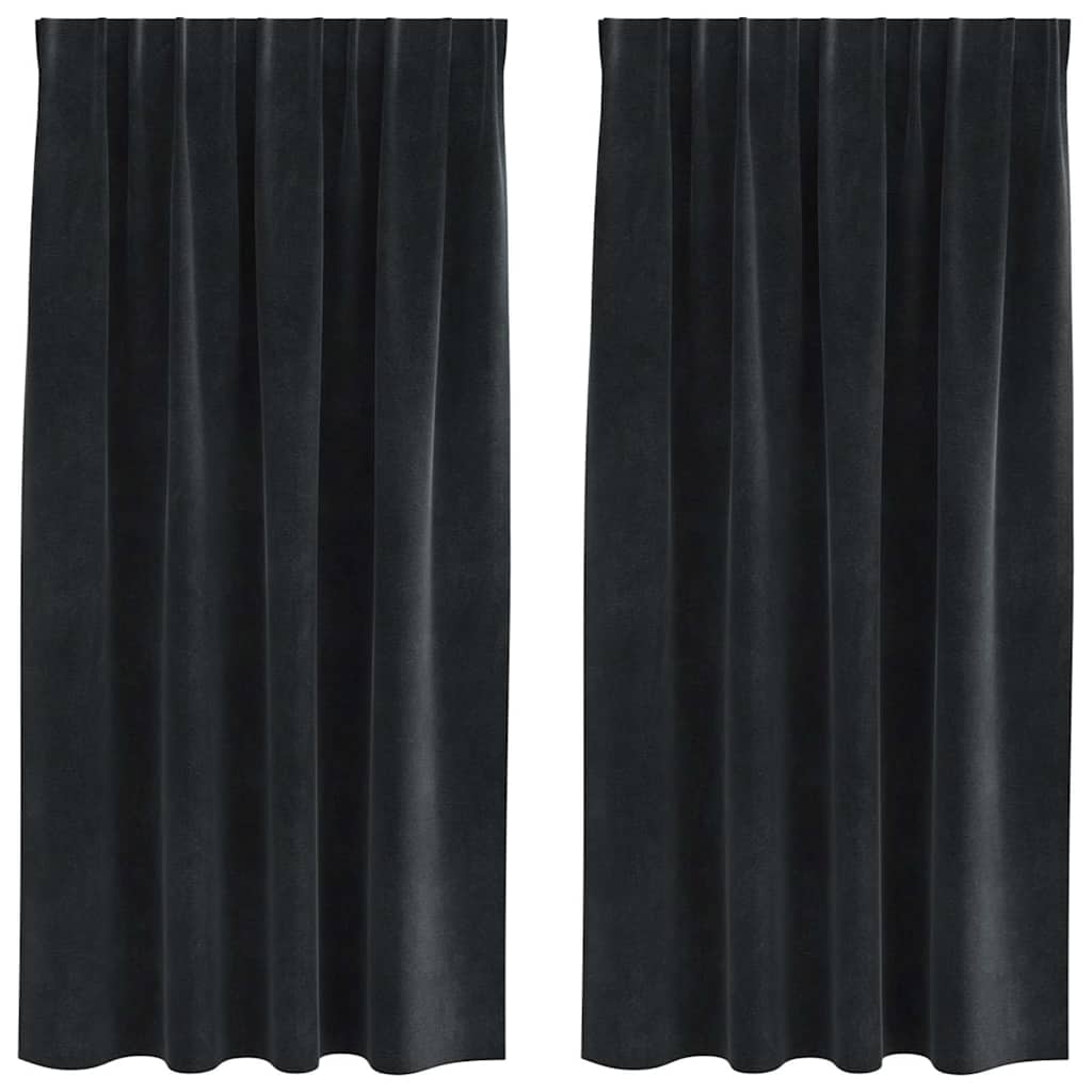 Tende 2 pz Nero 140 x 175 cm Velluto