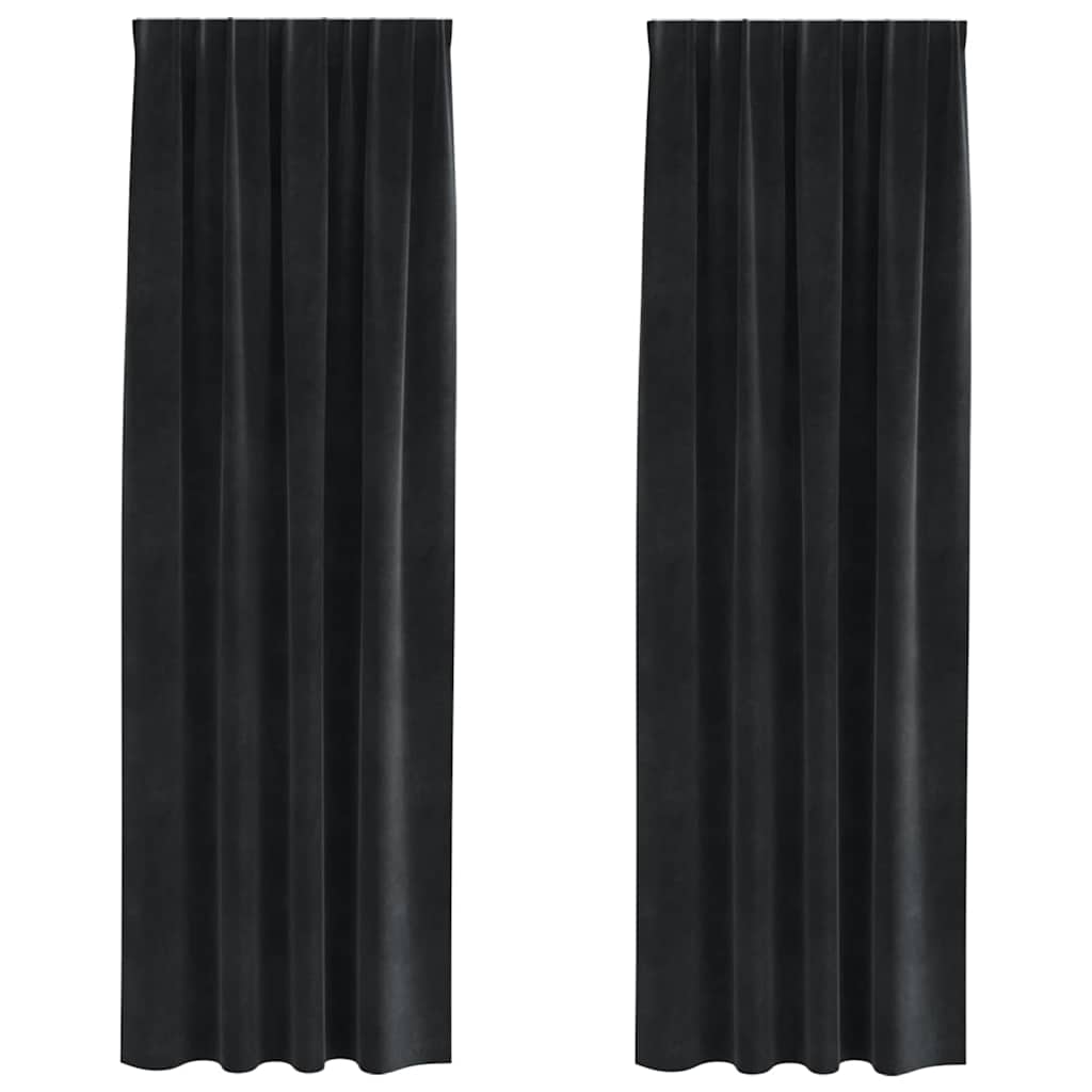Tende 2 pz Nero 140 x 225 cm Velluto