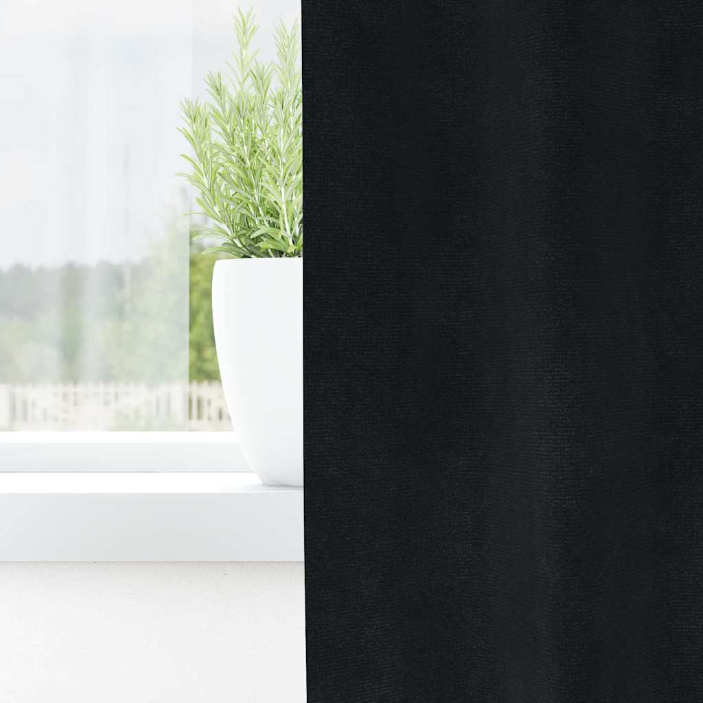 Tende 2 pz Nero 140 x 260 cm Velluto
