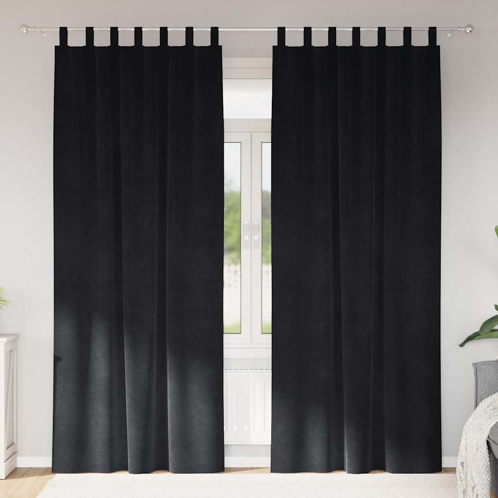Tende 2 pz Nero 140 x 225 cm Velluto