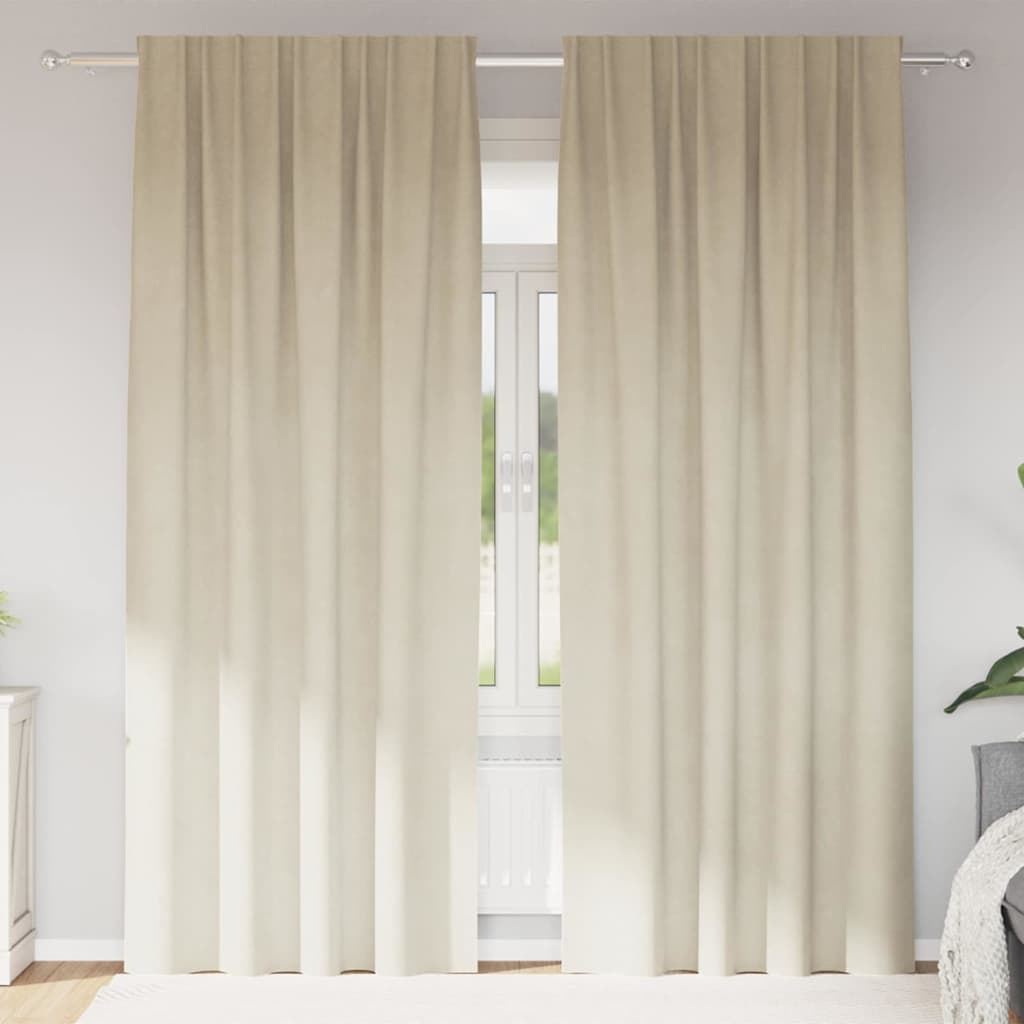 Tende 2 pz Crema 140 x 225 cm Velluto