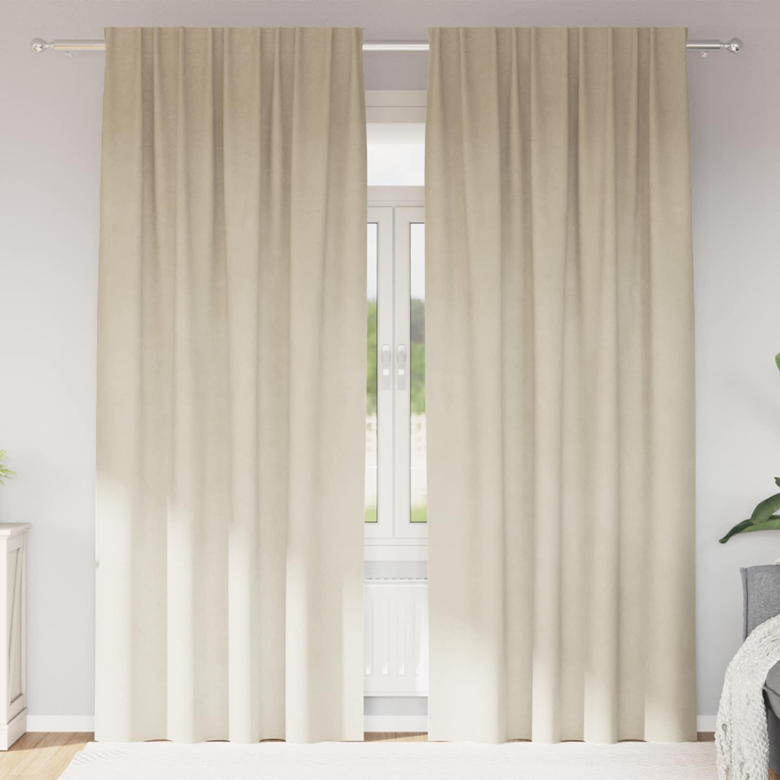 Tende 2 pz Crema 140 x 260 cm Velluto