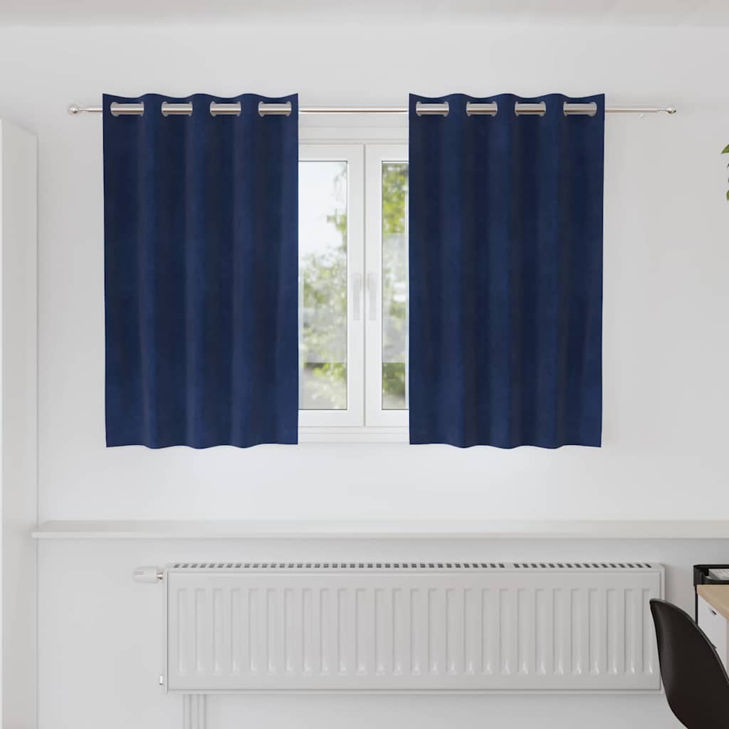 Tende 2 pz Blu Scuro 140 x 140 cm Velluto