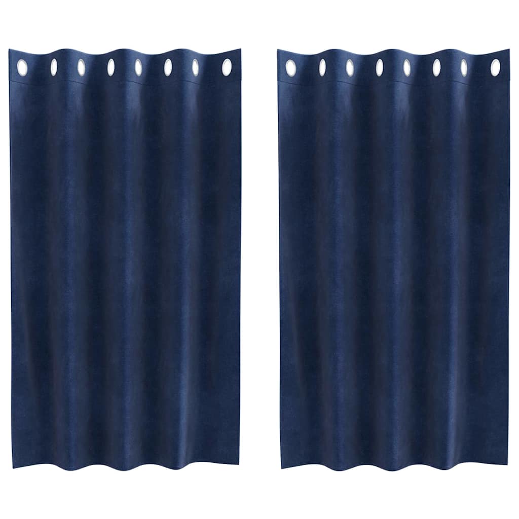 Tende 2 pz Blu Scuro 140 x 140 cm Velluto