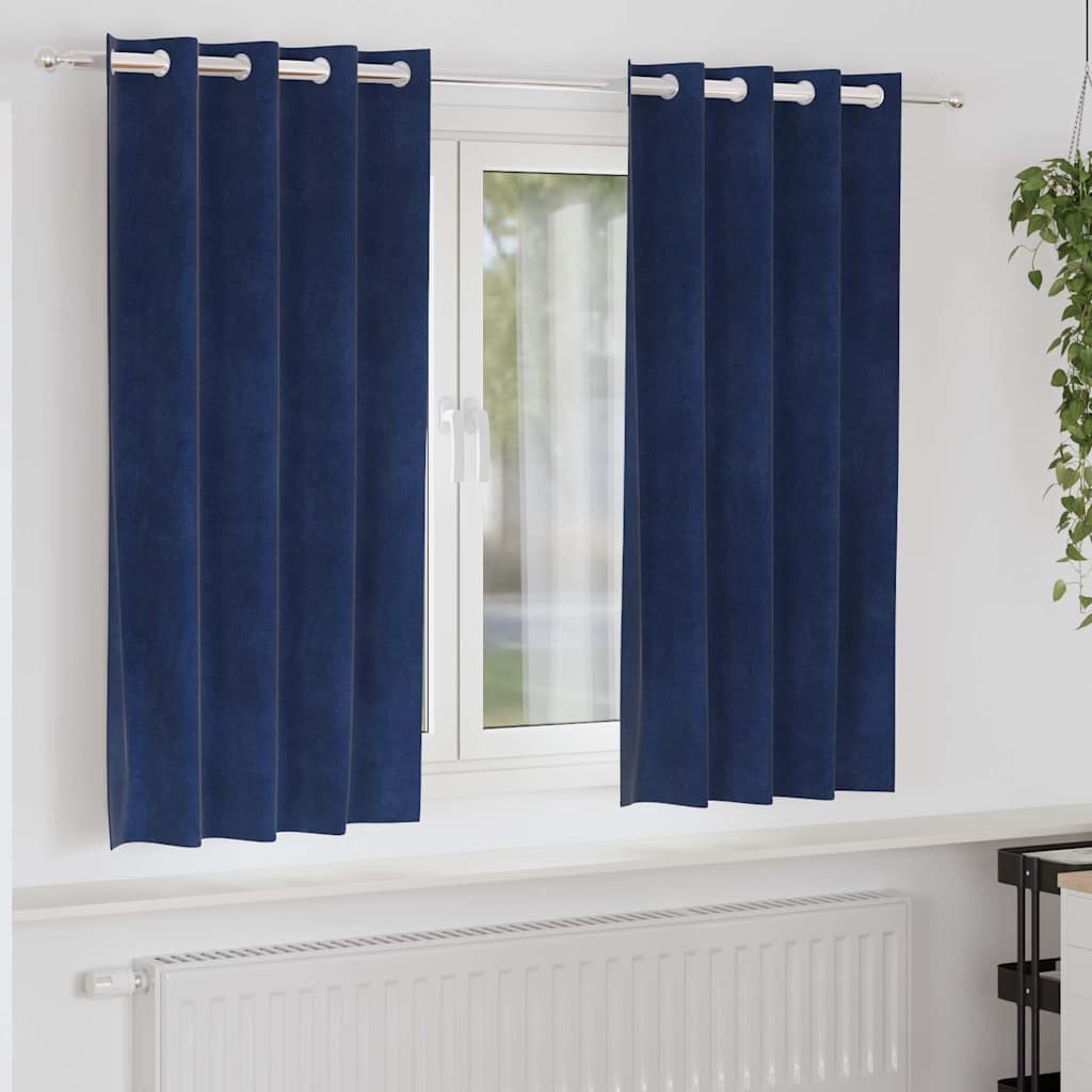Tende 2 pz Blu Scuro 140 x 175 cm Velluto
