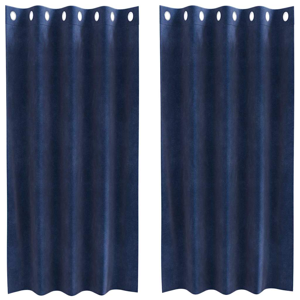 Tende 2 pz Blu Scuro 140 x 175 cm Velluto