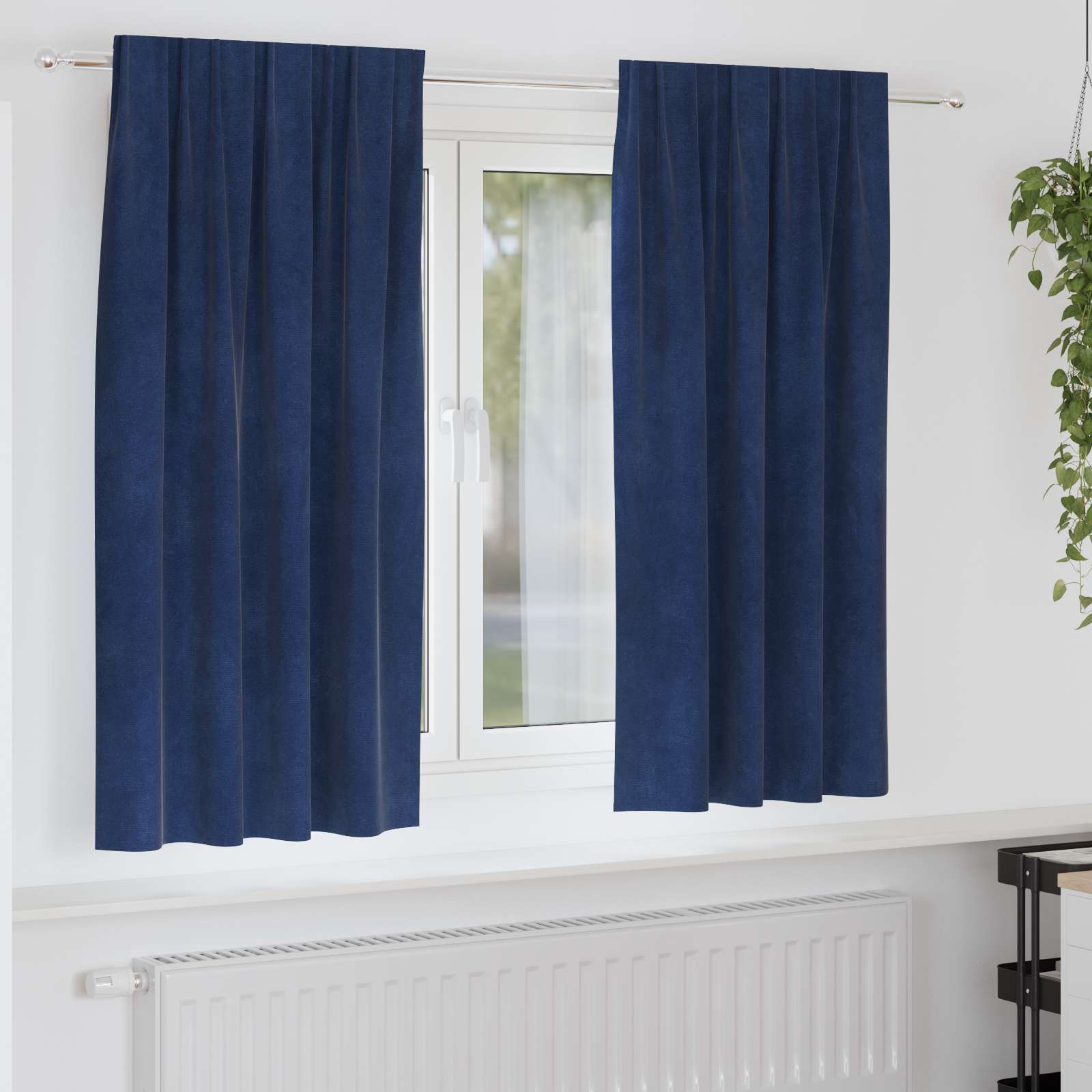 Tende 2 pz Blu Scuro 140 x 175 cm Velluto