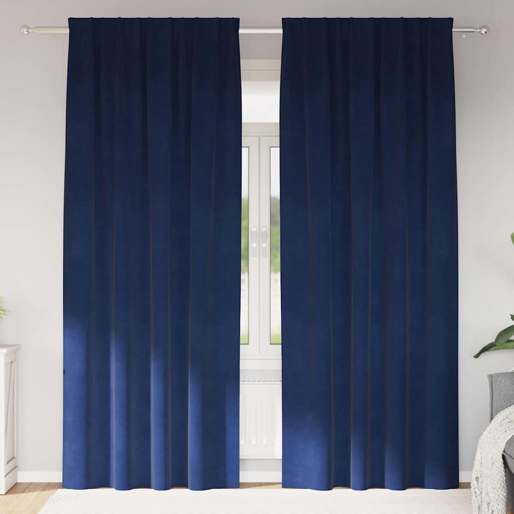 Tende 2 pz Blu Scuro 140 x 245 cm Velluto