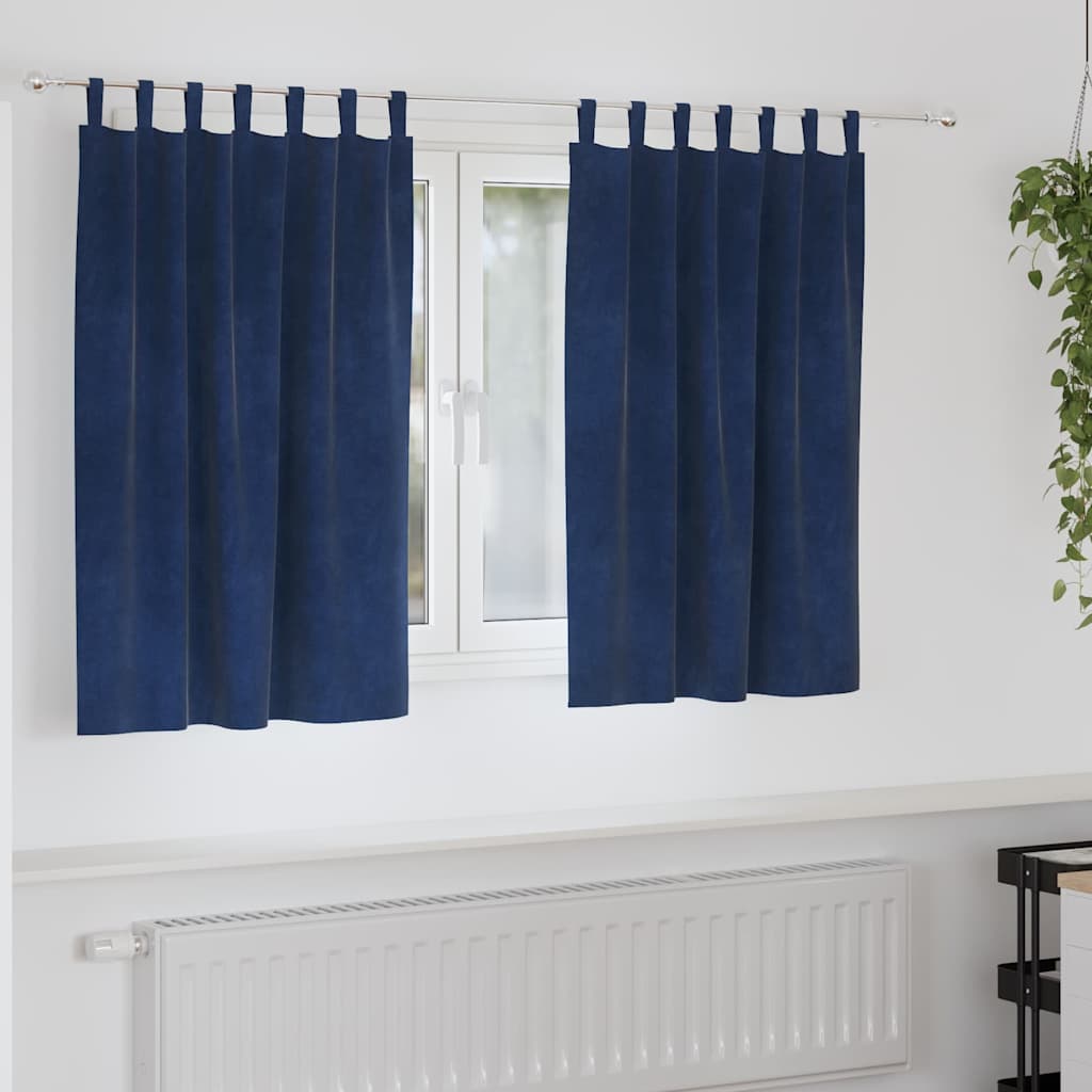 Tende 2 pz Blu Scuro 140 x 140 cm Velluto