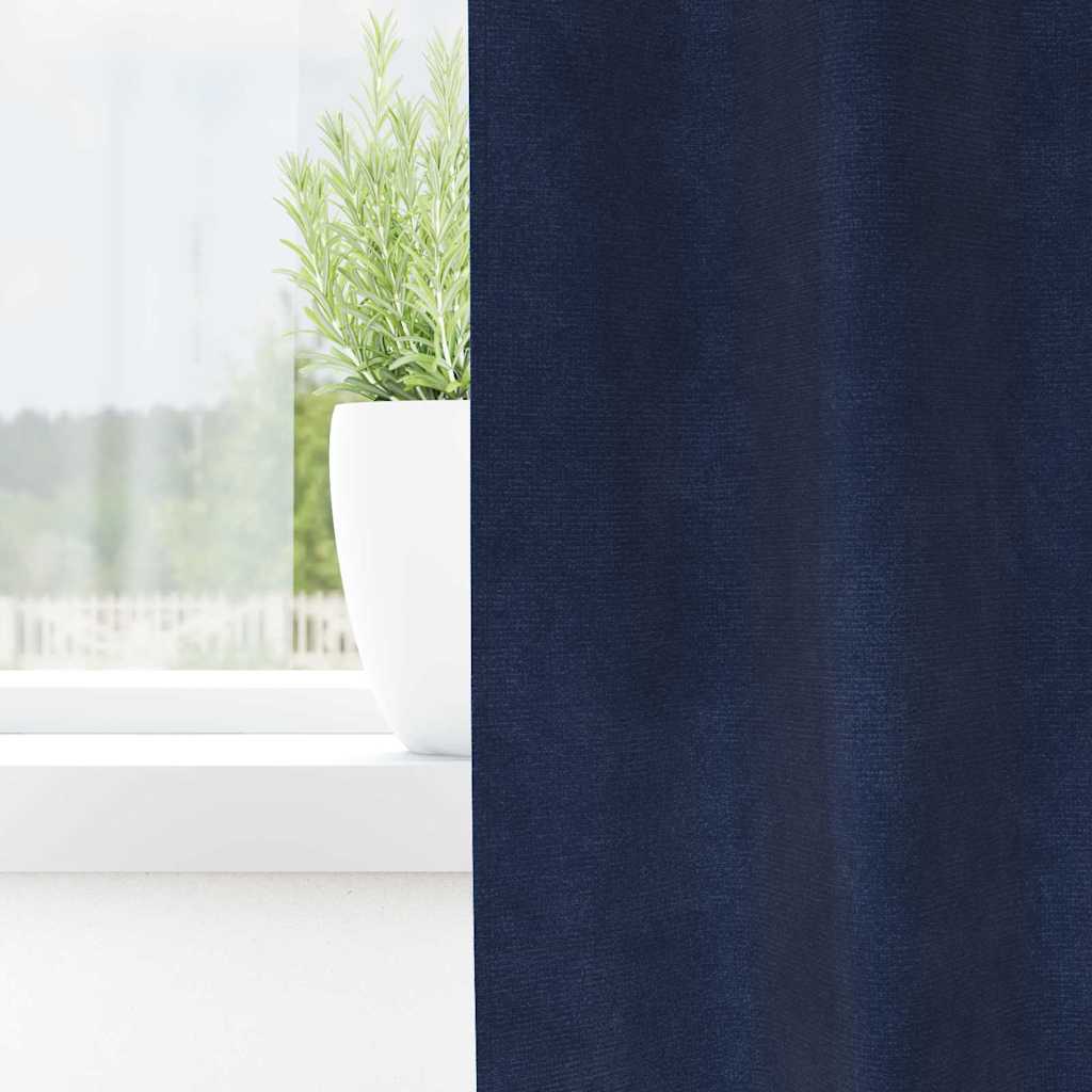 Tende 2 pz Blu Scuro 140 x 140 cm Velluto