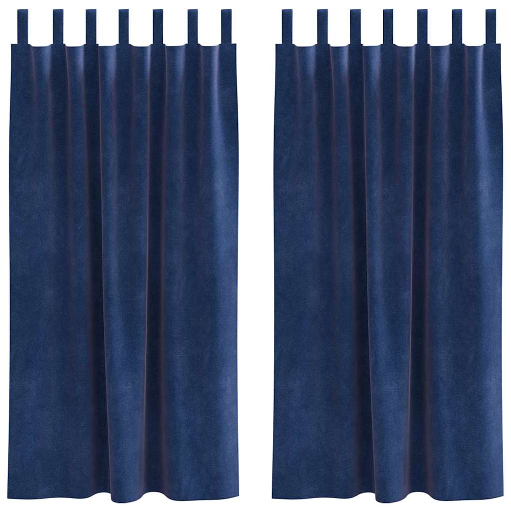 Tende 2 pz Blu Scuro 140 x 175 cm Velluto