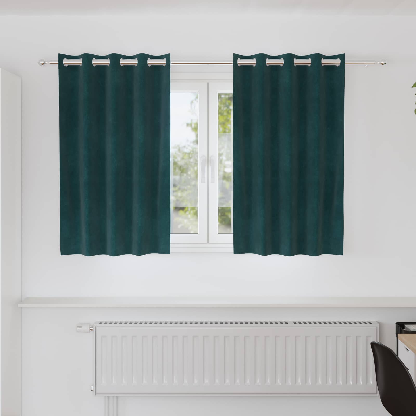 Tende 2 pz Verde Scuro 140 x 140 cm Velluto