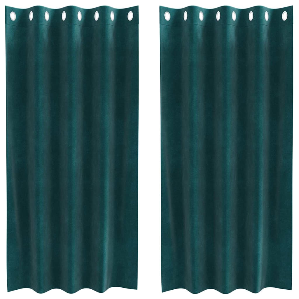 Tende 2 pz Verde Scuro 140 x 175 cm Velluto