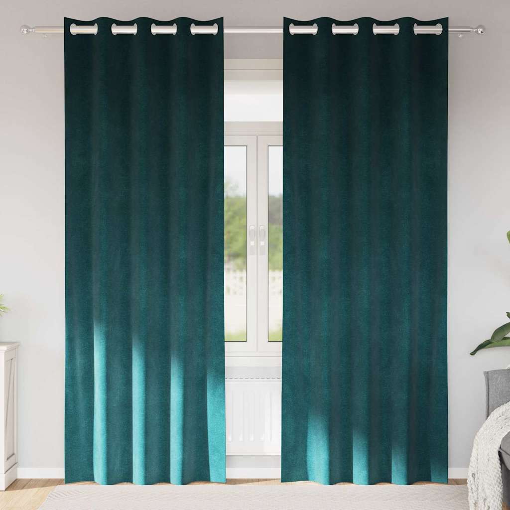 Tende 2 pz Verde Scuro 140 x 225 cm Velluto